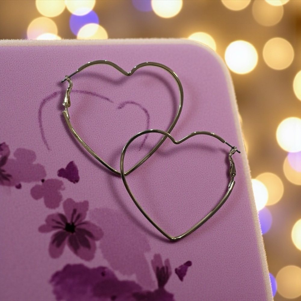 Gold Plated Heart Hoop Earrings